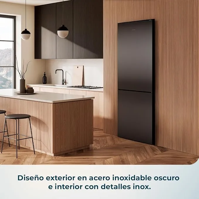 Frigorífico Cecotec Bolero CoolMarket Combi 322i Dark 185.5cm 322L Clase D Gris Oscuro - Imagen 2