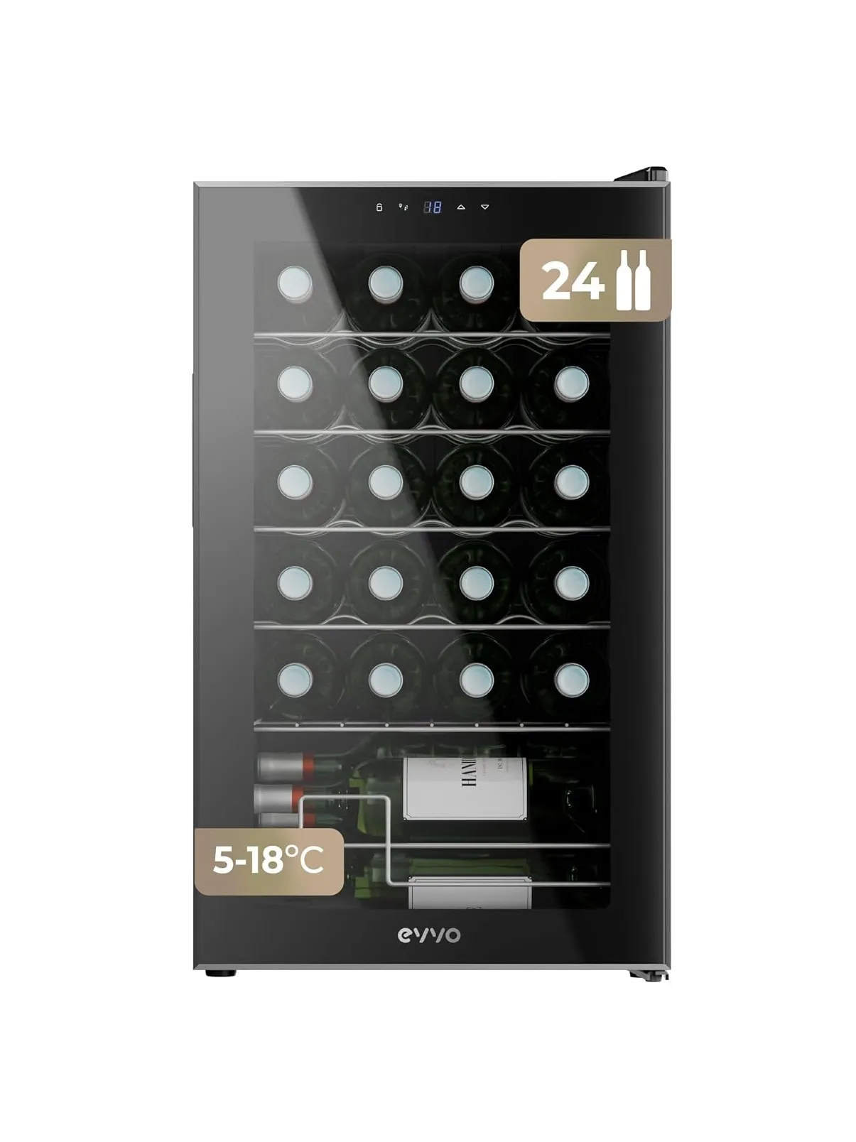 Vinoteca Evvo VT24 74.5cm 24 Botellas Clase G Negro