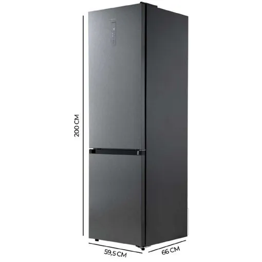 Frigorífico Cecotec Bolero CoolMarket Combi 405 WL Elite Silex Stone 200cm 405L Clase A Gris Oscuro - Imagen 3