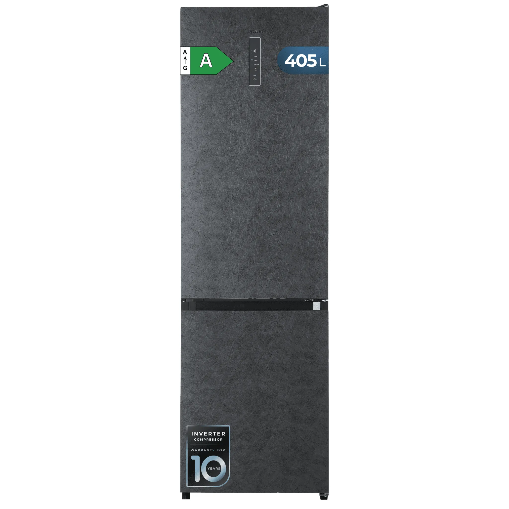 Frigorífico Cecotec Bolero CoolMarket Combi 405 WL Elite Onyx Stone 200cm 405L Clase A Gris Oscuro