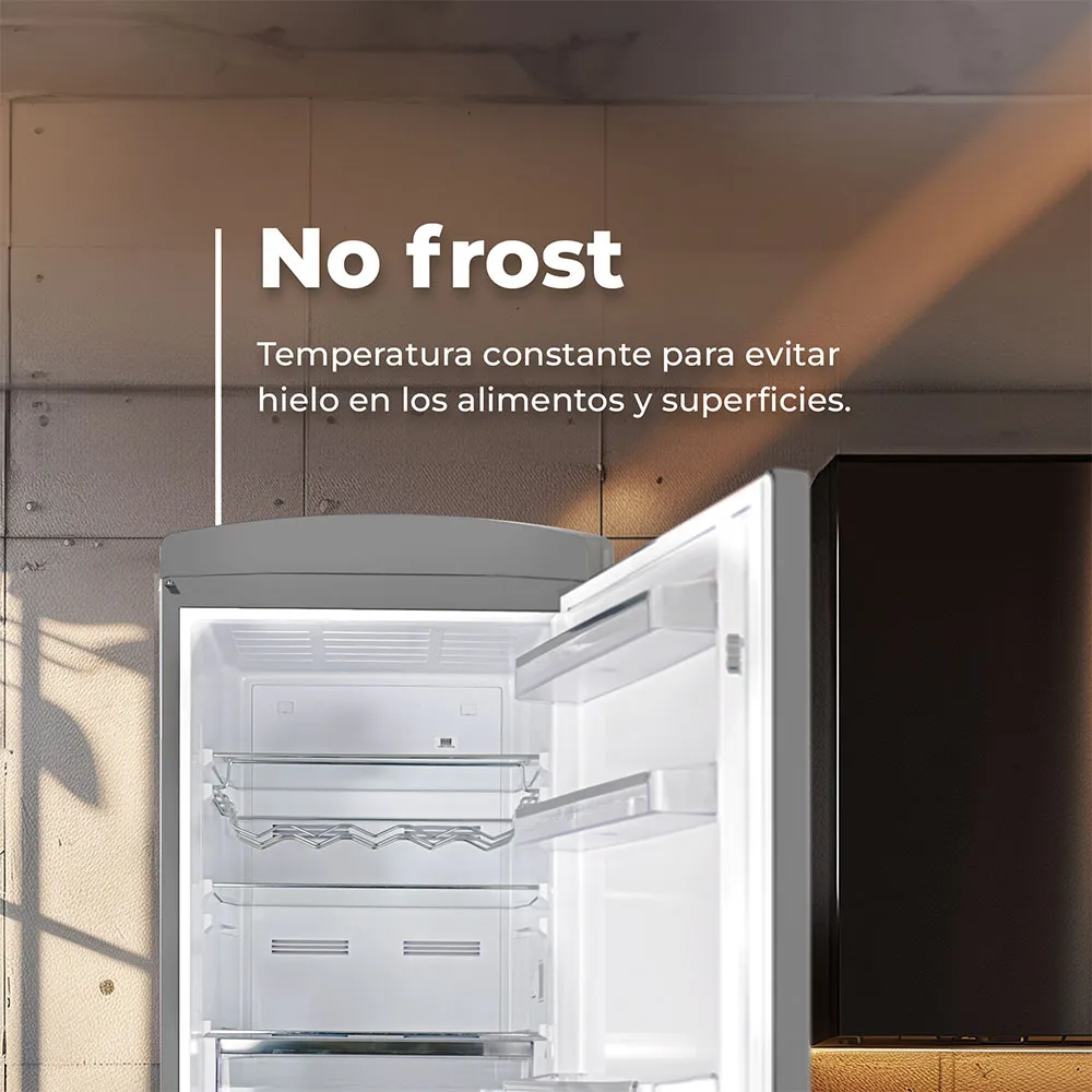 Frigorífico Combi Evvo F60GY Retro 186cm 302L Clase E Gris Claro - Imagen 3