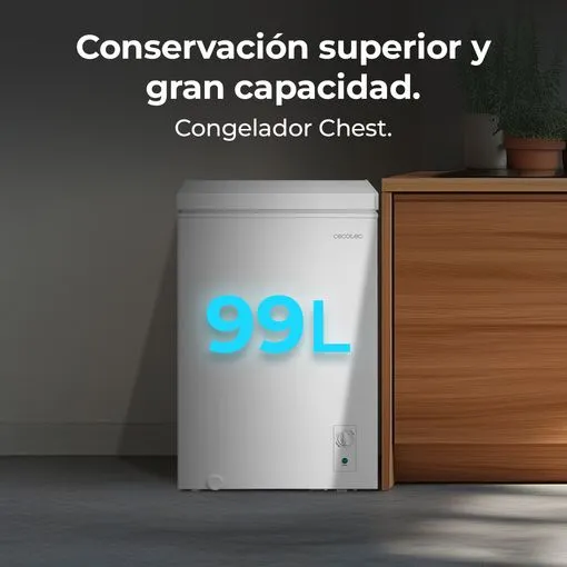 Congelador Cecotec Bolero CoolMarket Chest 99M 85.3cm 99L Clase D Blanco - Imagen 4