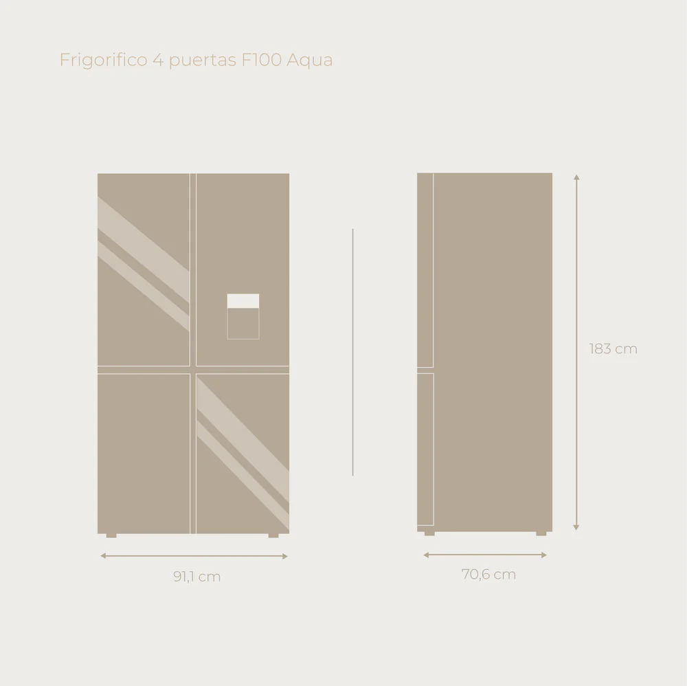 Frigorífico Americano Evvo F100B Glass Aqua RW 183cm 563L Clase E Negro - Imagen 2