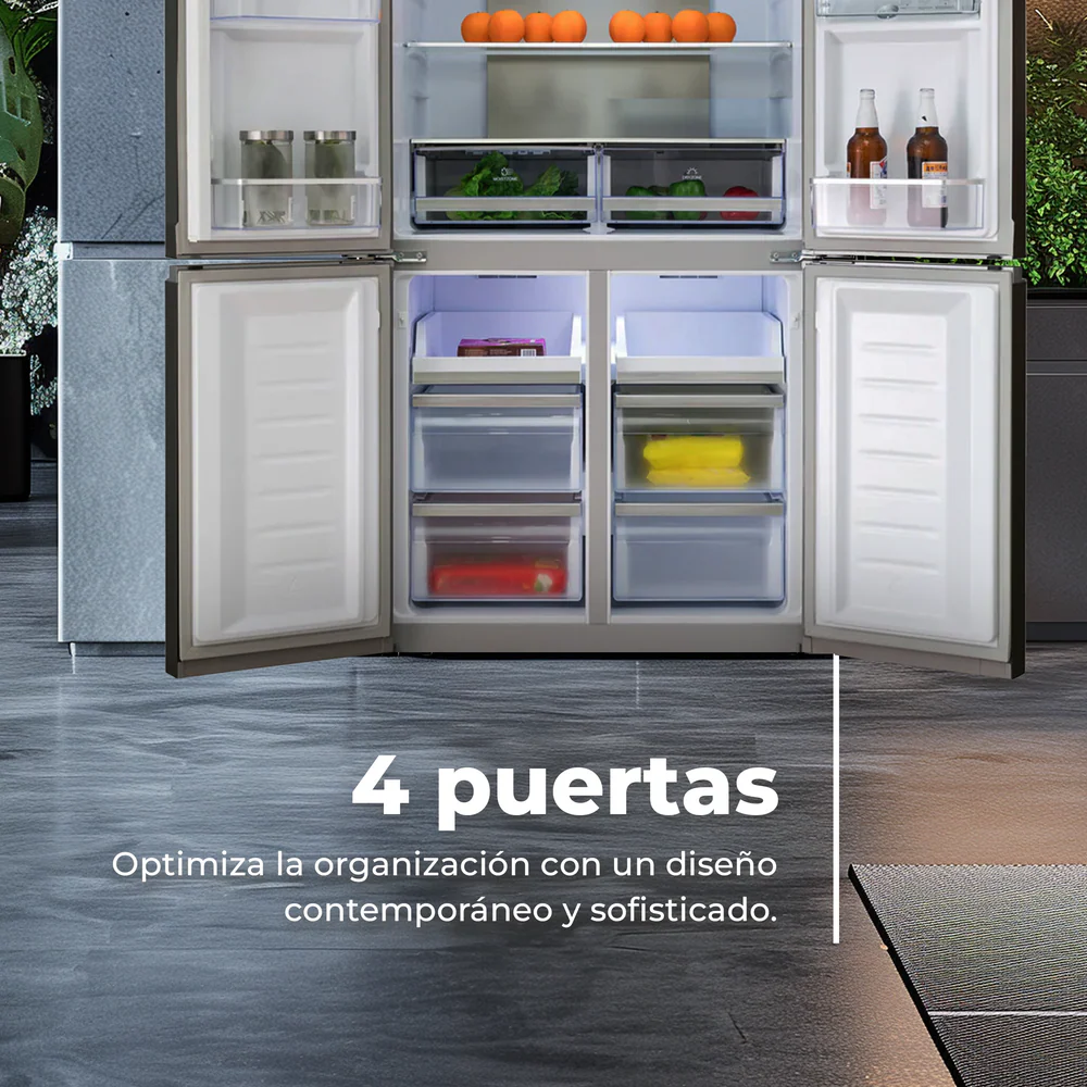 Frigorífico Americano Evvo F100B Glass Aqua RW 183cm 563L Clase E Negro - Imagen 3