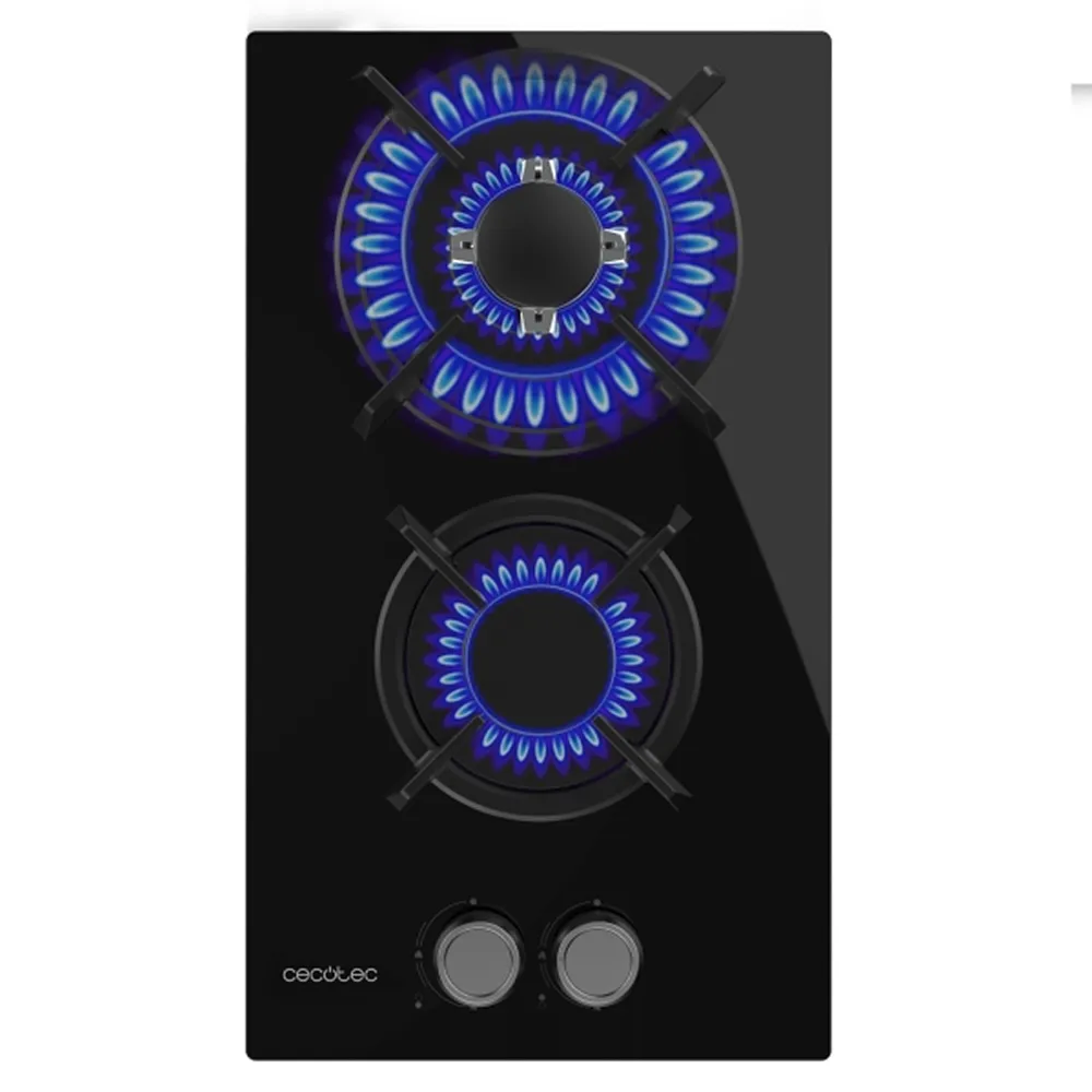 Placa de Gas Cecotec Bolero Squad G 2200S Glass Black 2 Zonas 29cm Negro 5.25kW - Imagen 2