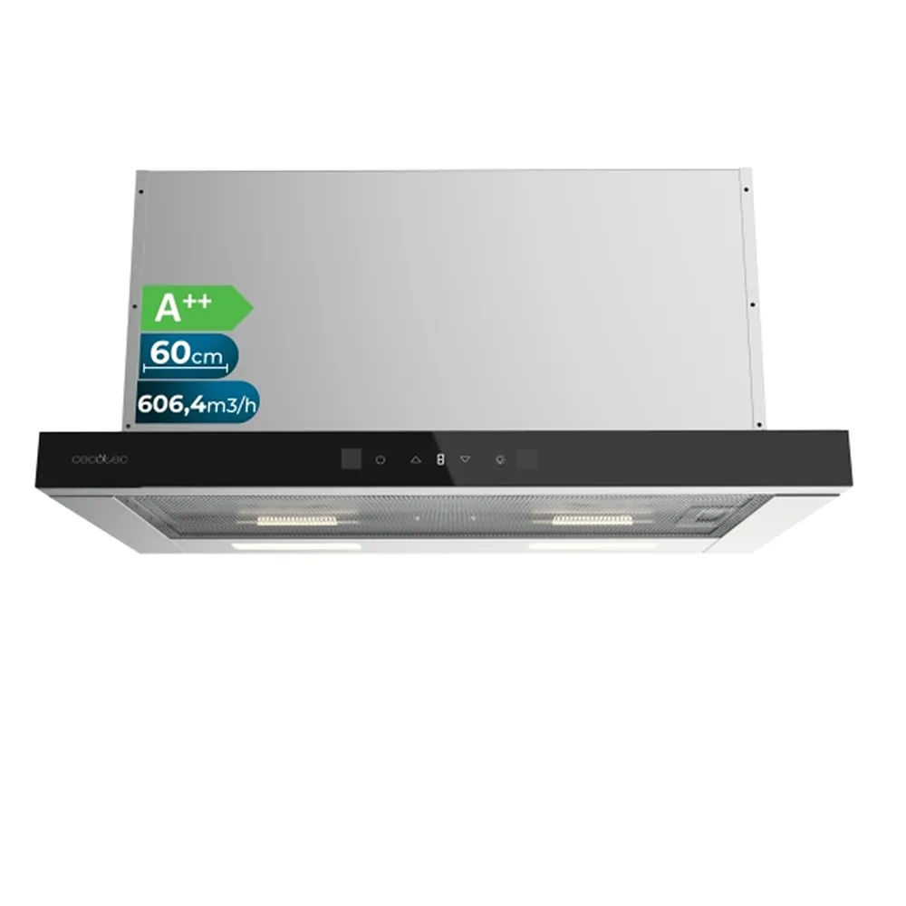 Campana Cecotec Bolero Flux TLT 605501 Glass Black Clase A++ 60cm Inox