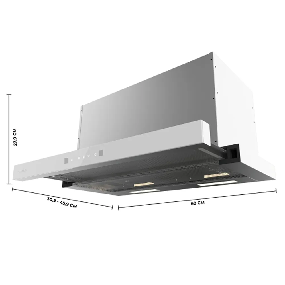 Campana Cecotec Bolero Flux TLT 605501 Glass White Clase A++ 60cm Blanco - Imagen 2