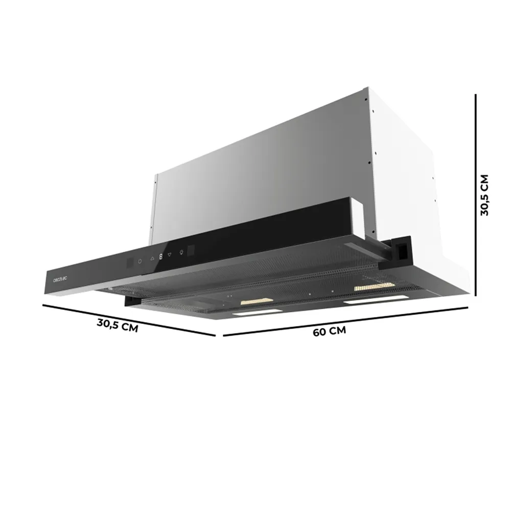 Campana Cecotec Bolero Flux TLT 605501 Glass Black Clase A++ 60cm Inox - Imagen 3