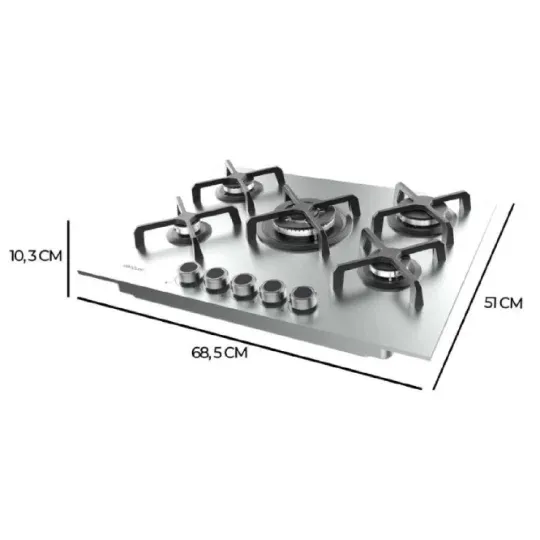 Placa de Gas Cecotec Bolero Squad G 5400S 5 Zonas 68.5cm Inox - Imagen 3