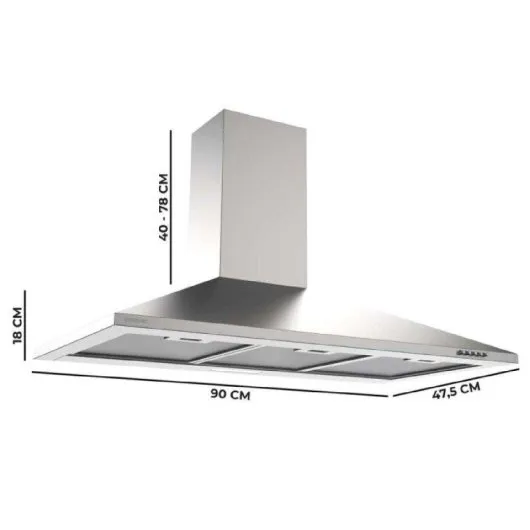Campana Cecotec Bolero Flux PM 904000 Inox Clase A 90cm - Imagen 3