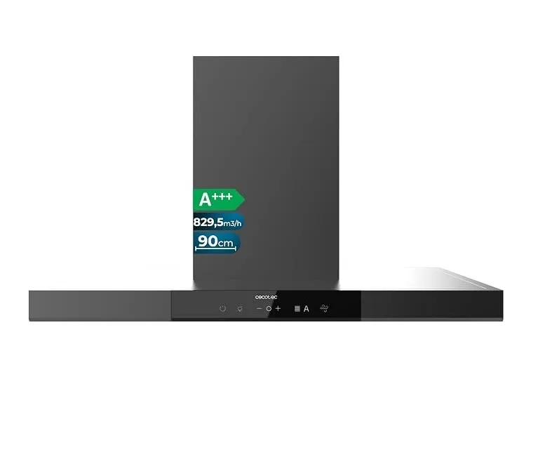 Campana Cecotec Bolero Flux TT 909500 Slim Dark Inox Clase A+++ 90cm Gris Oscuro