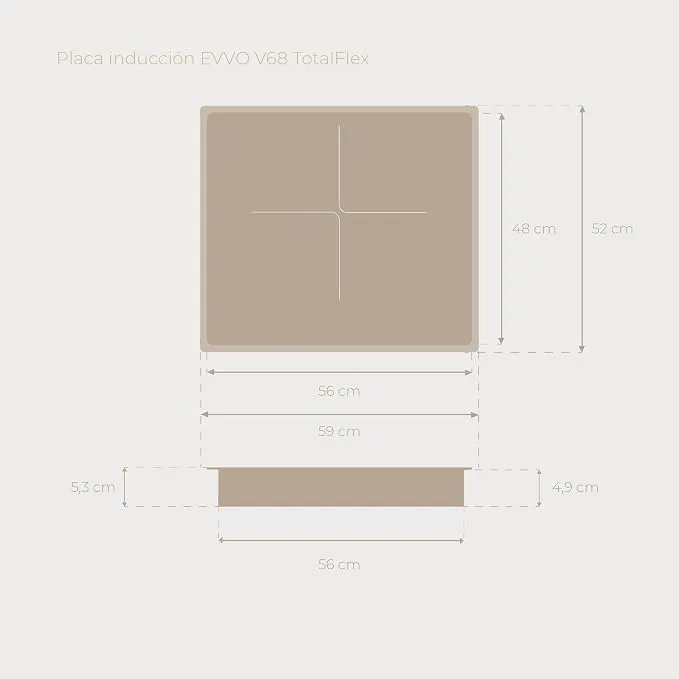 Placa de Inducción EVVO V68 TotalFlex 4 Zonas 59cm Negro 7.4kW - Imagen 2