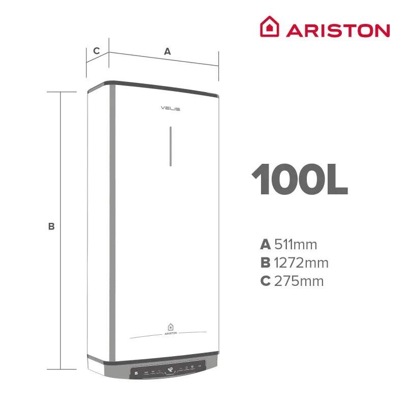 Termo Eléctrico Ariston Velis Tech Dry 100L Gris - Imagen 3