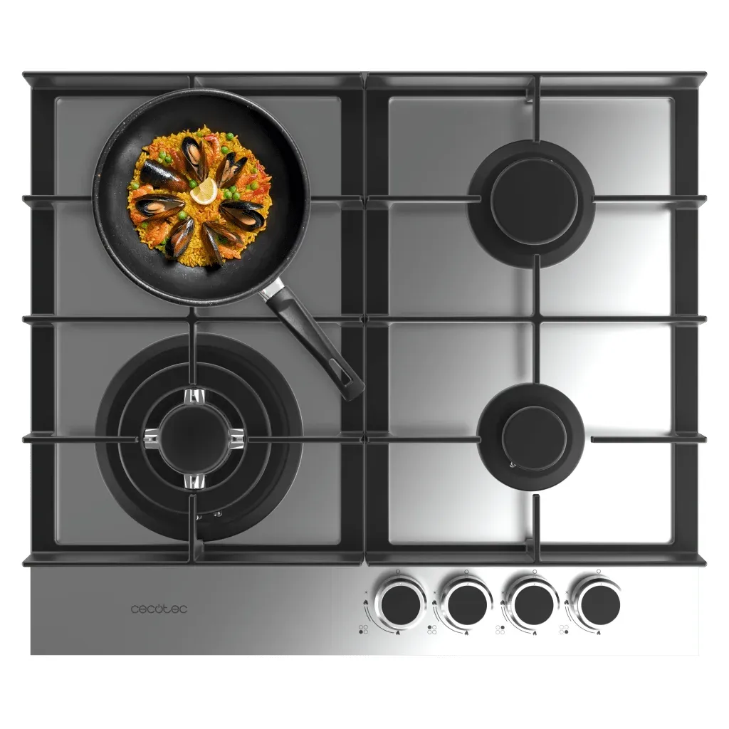 Placa de Gas Cecotec Bolero Squad G 4400F Inox 4 Zona 58.3cm Inox 8kW