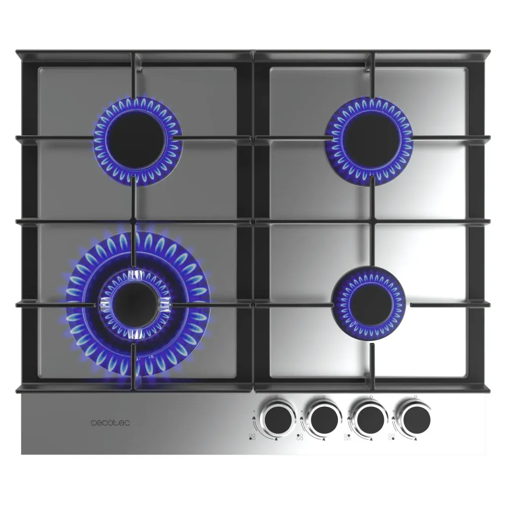 Placa de Gas Cecotec Bolero Squad G 4400F Inox 4 Zona 58.3cm Inox 8kW - Imagen 2