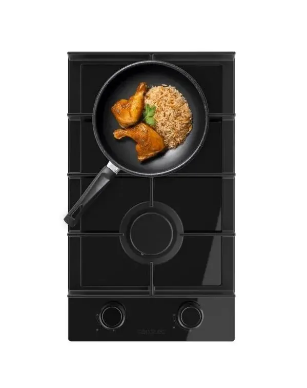 Placa de Gas Cecotec Bolero Squad G 2400F Glass Black 2 Zona 29.3cm Negro 5.2kW