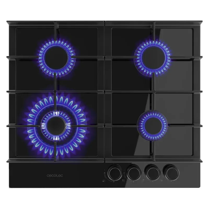 Placa de Gas Cecotec Bolero Squad G 4400F Glass Black 4 Zona 58.3cm Negro 8kW - Imagen 3