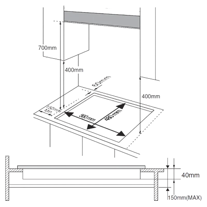 Placa de Gas Cecotec Bolero Squad G 4400F Glass Black 4 Zona 58.3cm Negro 8kW - Imagen 2