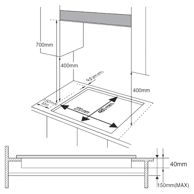 Placa de Gas Cecotec Bolero Squad G 1400F Glass Black 1 Zona 29.3cm Negro 3.4kW - Imagen 2