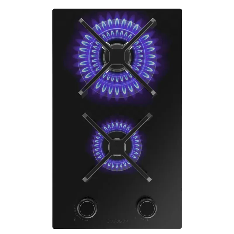 Placa de Gas Cecotec Bolero Squad G 2400S Nano Glass 2 Zonas 29.3cm 5.2kW Negro - Imagen 2