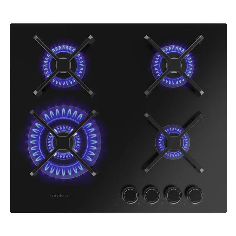 Placa de Gas Cecotec Bolero Squad G 4400S Nano Glass 4 Zona 58.3cm Negro 8kW - Imagen 3
