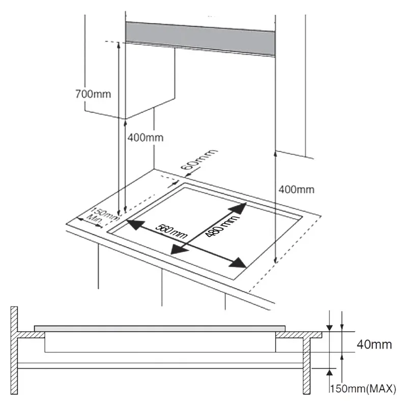 Placa de Gas Cecotec Bolero Squad G 4400S Nano Glass 4 Zona 58.3cm Negro 8kW - Imagen 2