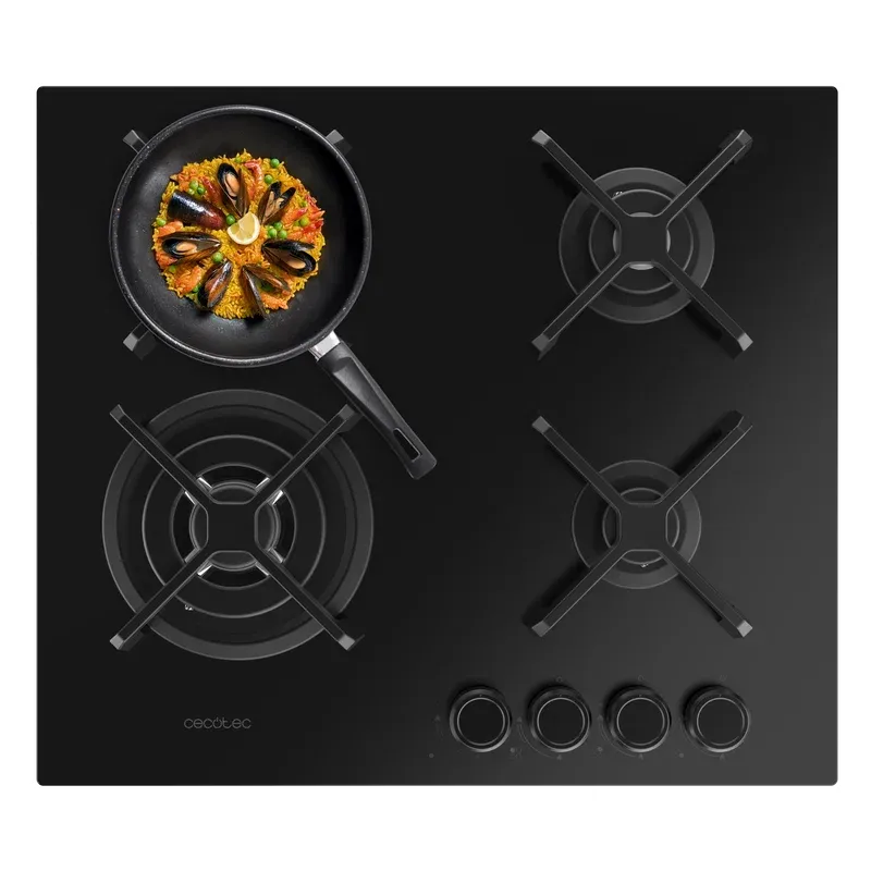 Placa de Gas Cecotec Bolero Squad G 4400S Nano Glass 4 Zona 58.3cm Negro 8kW