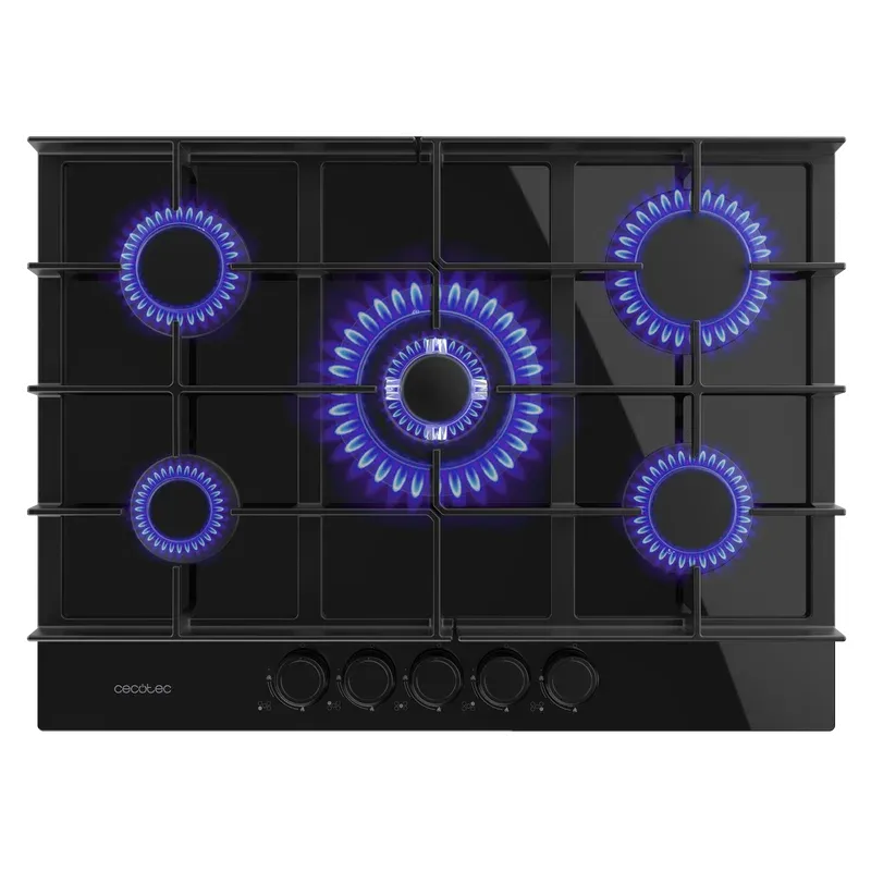 Placa de Gas Cecotec Bolero Squad G 5400F Glass Black 5 Zonas 68.5cm Negro - Imagen 3