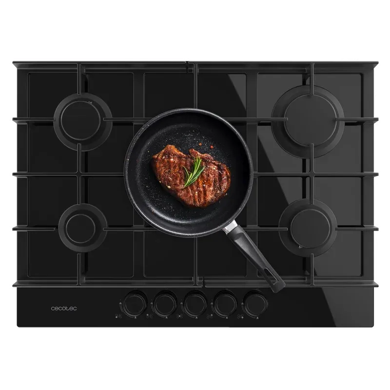 Placa de Gas Cecotec Bolero Squad G 5400F Glass Black 5 Zonas 68.5cm Negro