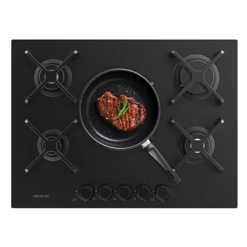 Placa de Gas Cecotec Bolero Squad G 5400S Nano Glass 5 Zonas 68.5cm Negro