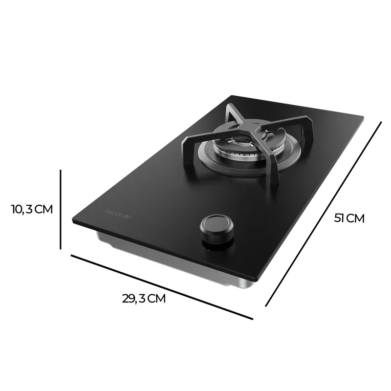 Placa de Gas Cecotec Bolero Squad G 1400S Nano Glass 1 Zona 29.3cm Negro - Imagen 5