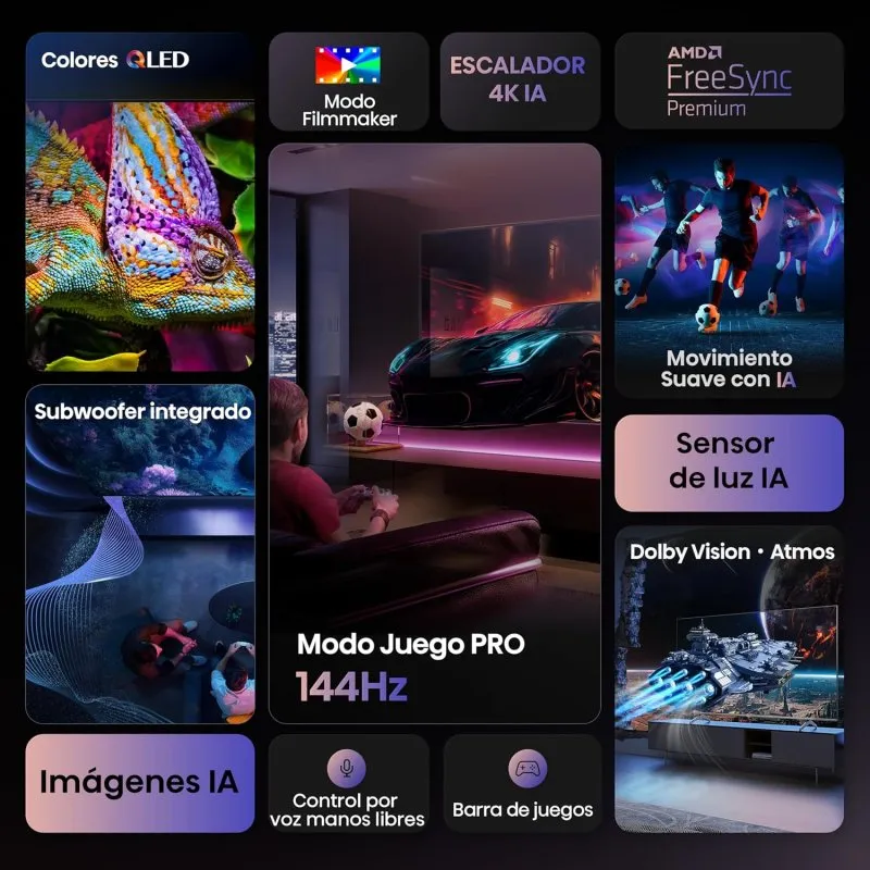 TV 100'' Hisense 100E7Q Pro 4K 222cm Clase E - Imagen 4