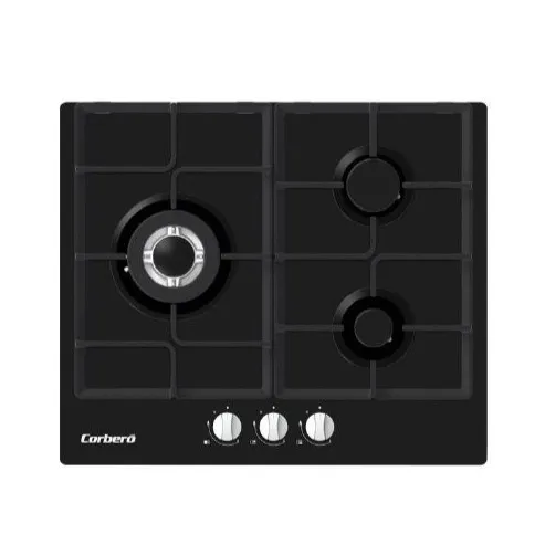 Placa de Gas Corberó CPCGM3F3126N 3 Zonas 60cm Negro